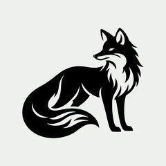 Fototapeta premium Fox animal Silhouette Vector Illustration