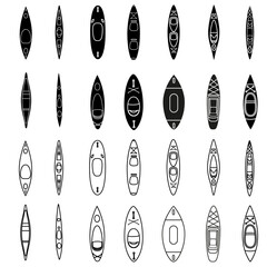 Kayak icon vector set. Kayak illustration sign collection. Rowing symbol or logo.