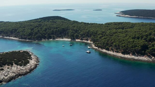 The Remotest Island In The Adriatic Sea - Saplun, Lastovo Island, South Dalmatia, Croatia. Aerial Drone Shot