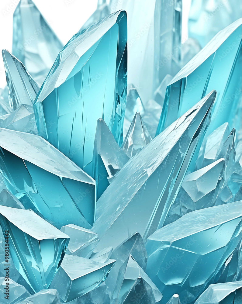 Poster subtle ice shards with light cyan to white gradient
