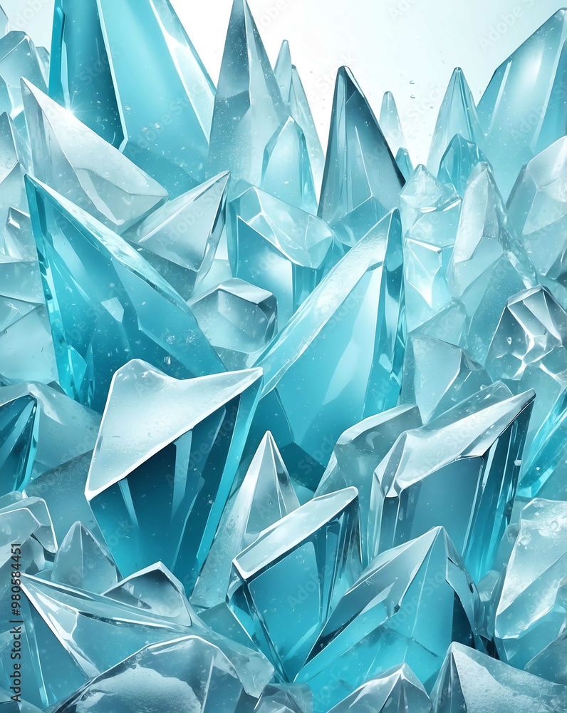 Aufkleber Subtle ice shards with light cyan to white gradient