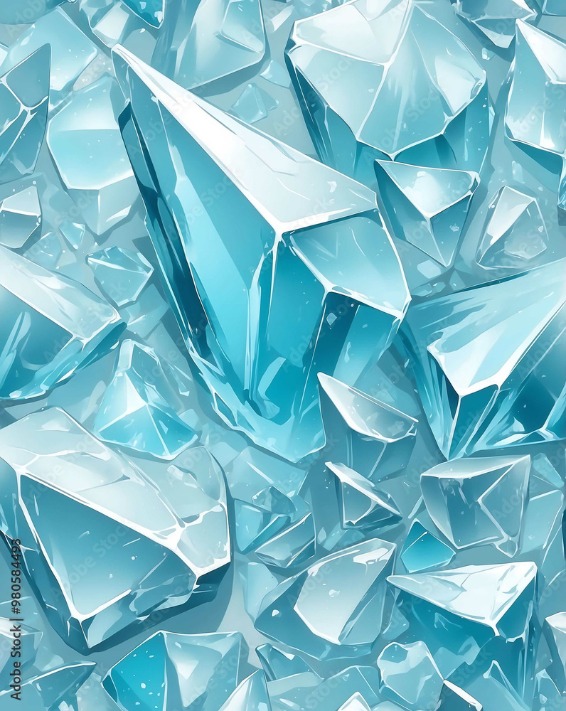 Aufkleber subtle ice shards with light cyan to white gradient