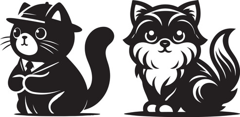 silhouette of clean vector of cat isolated