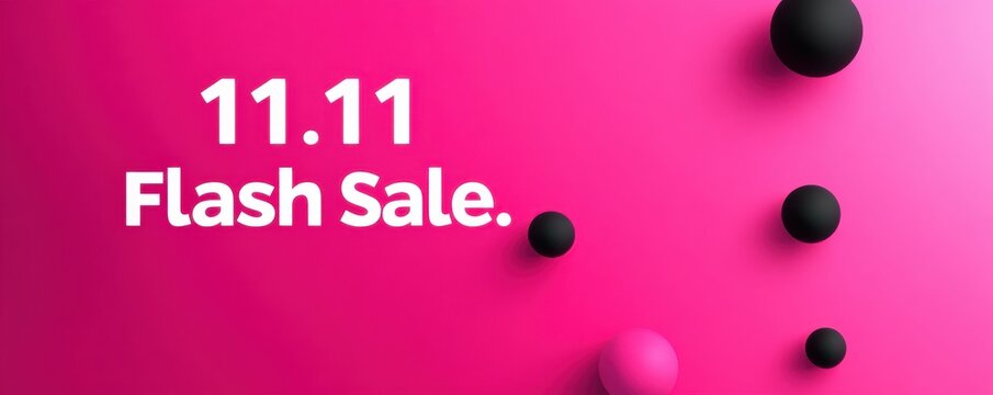 Vibrant Black Friday flash sale banner with bold text, abstract design and pink background for promotional advertisements