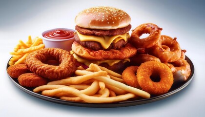 Naklejka premium Unhealthy Food concept. Generative Image