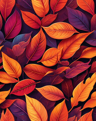 Vibrant leaves with gradient of red to orange hues