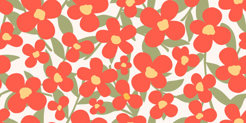 Seamless pattern design with beautiful flowers and leaves. floral and leaf patterns design for fabric, cotton, wallpaper, satin, gift wrap, carpet, background.	