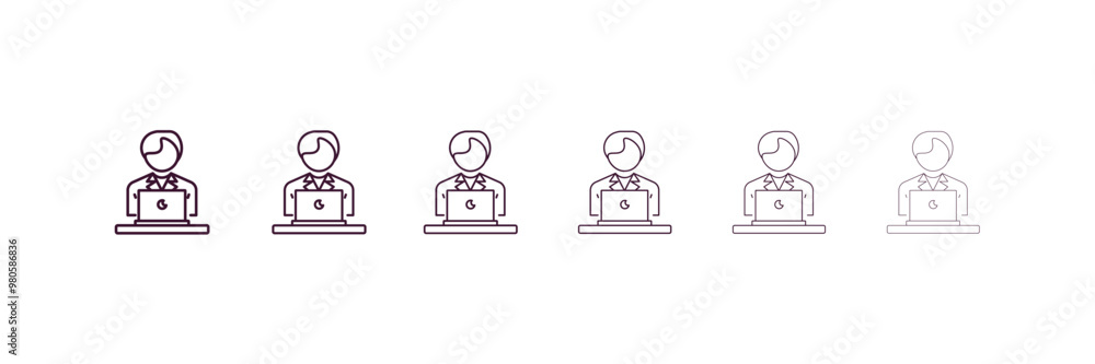 Poster working outline icon. linear vector from human resources concept. 6 different line style working ico