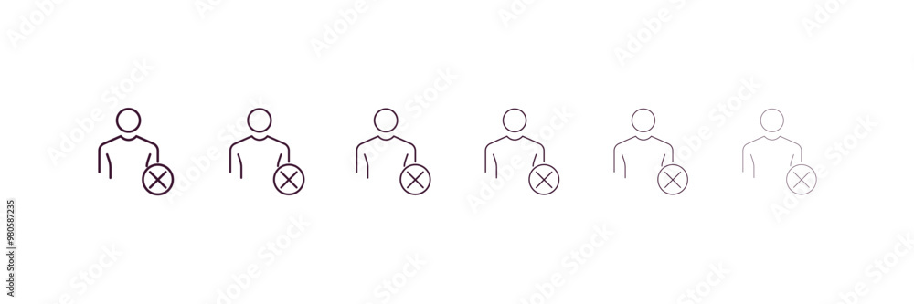 Poster remove user outline icon. linear vector from human resources concept. 6 different line style remove 
