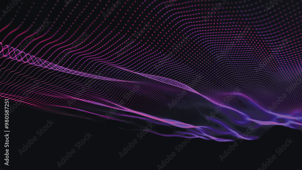 Poster futuristic particle wave. abstract technology background. big data visualization. vector illustratio