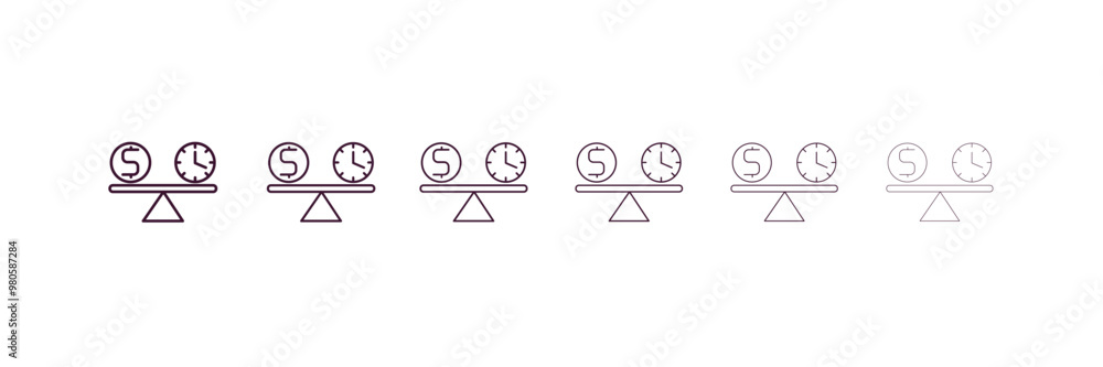 Poster time balance outline icon. linear vector from human resources concept. 6 different line style time b