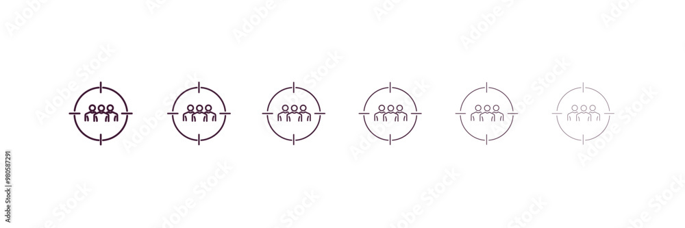 Poster target audience outline icon. linear vector from human resources concept. 6 different line style tar