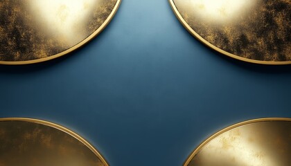 Four Golden Discs on a Blue Textured Background