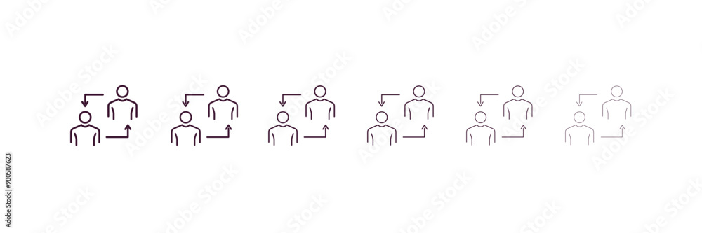 Poster change personal outline icon. linear vector from human resources concept. 6 different line style cha