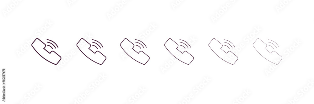Poster call outline icon. linear vector from human resources concept. 6 different line style call icon incl