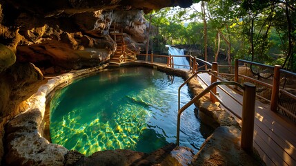 lush tropical waterfall in hawaii, hidden jungle pool the hidden pool is surrounded by dense tropical jungle. 