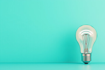Minimalist light bulb on a turquoise background symbolizing ideas and innovation