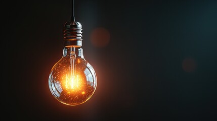Vintage Edison Light Bulb Glowing Against a Dark Background, Showcasing Warm Light and Industrial Design