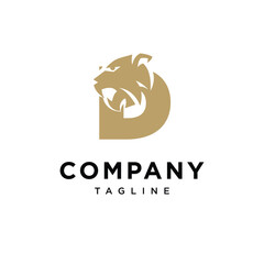 Obraz premium Letter D Tiger Head Elegant logo icon vector