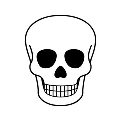 Human skull icon. Simple black and white vector illustration of a human skull, isolated on a white background. Vector illustration