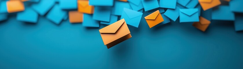 Colorful envelopes scattered on a bright background, representing communication and creativity in correspondence.