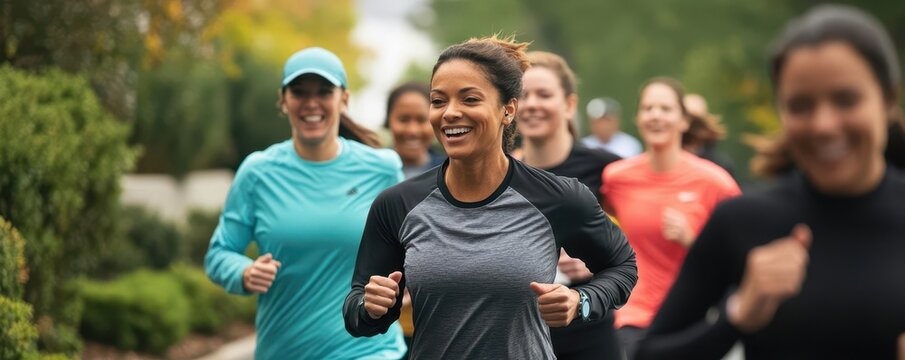 Employees participating in a company-sponsored charity run, promoting physical wellness and community involvement