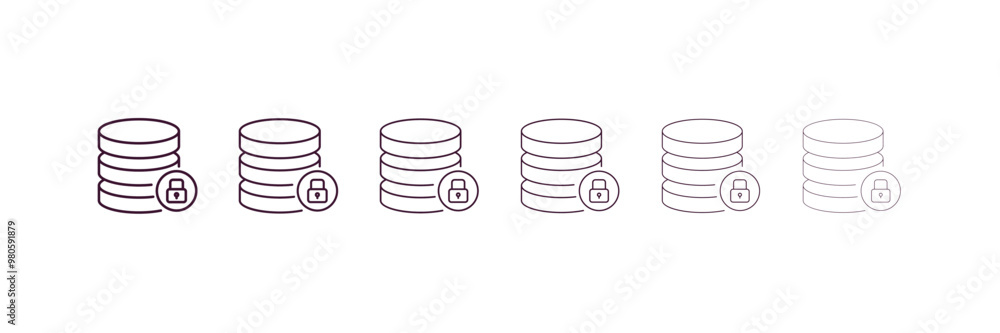 Poster data locked outline icon. linear vector from internet security concept. 6 different line style data 