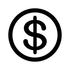 Simple vector icon of the dollar symbol, representing finances and currency. Vector illustration