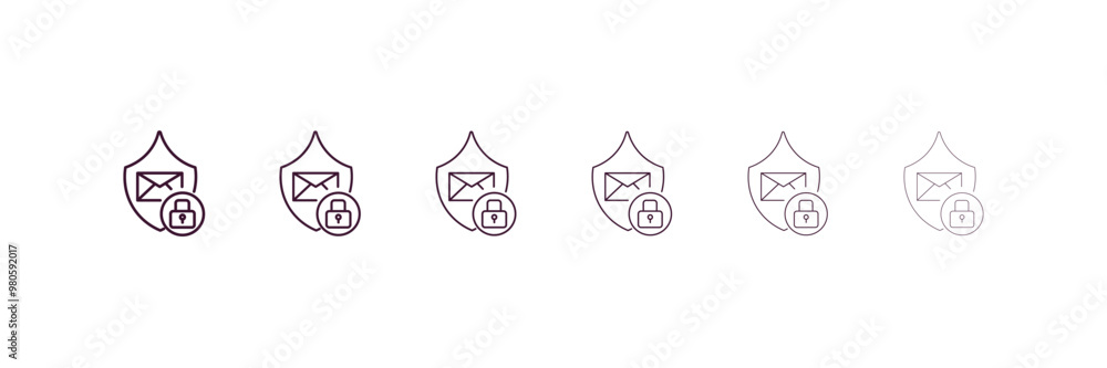 Poster email security outline icon. linear vector from internet security concept. 6 different line style em