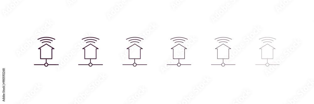 Poster home network outline icon. linear vector from internet security concept. 6 different line style home