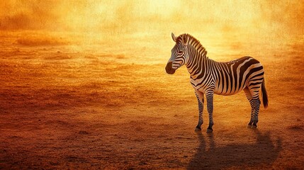 Majestic Zebra Against Golden Sunset in Wild Landscape