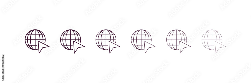 Poster internet outline icon. linear vector from internet security concept. 6 different line style internet