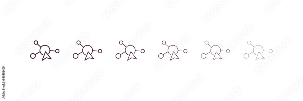 Poster interactive outline icon. linear vector from internet security concept. 6 different line style inter