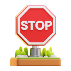 stop sign 3d icon illustration