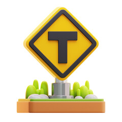 t road intersection sign 3d icon illustration