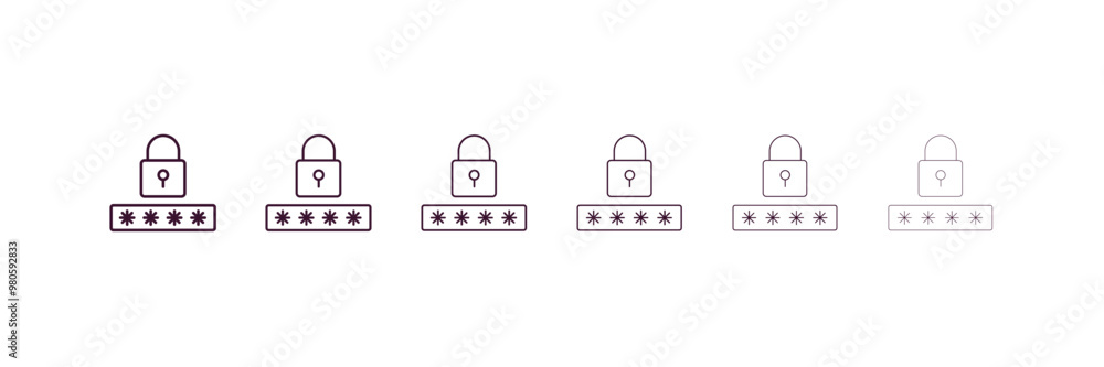 Poster pin code outline icon. linear vector from internet security concept. 6 different line style pin code