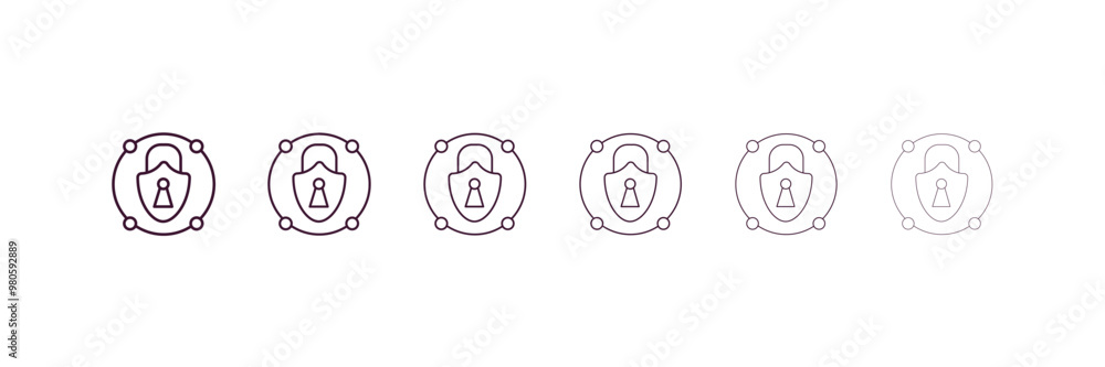 Poster private network outline icon. linear vector from internet security concept. 6 different line style p