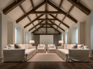 Fototapeta premium modern living room with fireplace