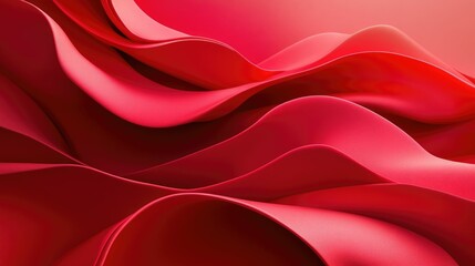 Obraz premium Flowing red fabric with soft curves and waves.