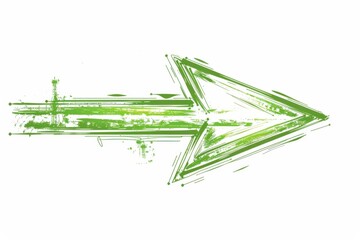Intriguing green arrow pointing upwards in outline style