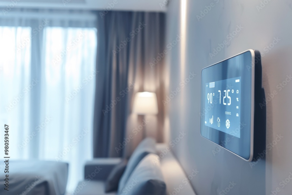 Leinwandbilder smart home control panel with digital interface, allowing users to manage temperature and other sett