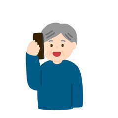 電話で話す高齢者男性のイラスト