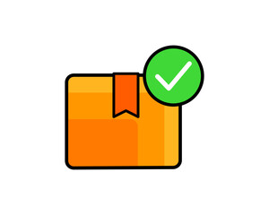 Illustration of a package with a checkmark, symbolizing a successfully delivered product to the customer