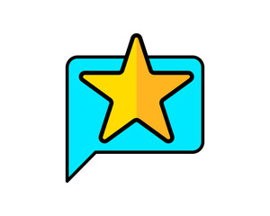 Obraz premium Illustration of a clipboard with a chat and star symbols, indicating the act of leaving a product review