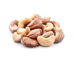 Cashews nuts on white backgrounds