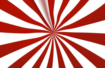 Sunburst background. Red and white background with rays of light radiating from the center, creating an abstract pattern that resembles candy cane stripes