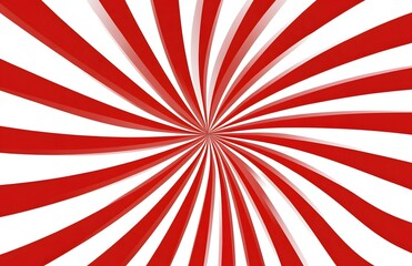 Sunburst background. Red and white background with rays of light radiating from the center, creating an abstract pattern that resembles candy cane stripes