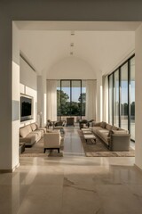 modern living room with fireplace