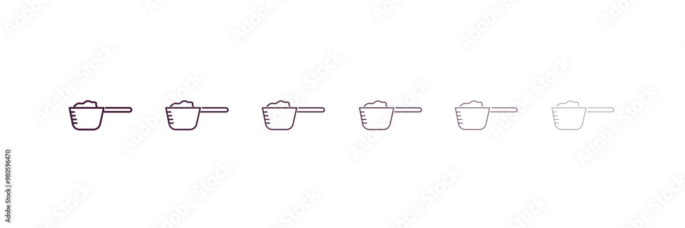 Poster scoop outline icon. linear vector from kitchen concept. 6 different line style scoop icon included t