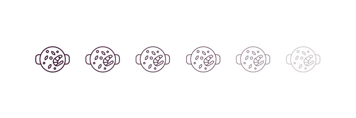 paella outline icon. Linear vector from kitchen concept. 6 different line style paella icon included thin, light, regular, medium, bold, black